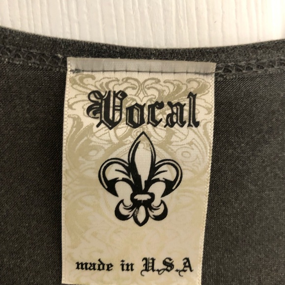 NWOT Vocal grey tank with fringe sz M - Picture 4 of 6